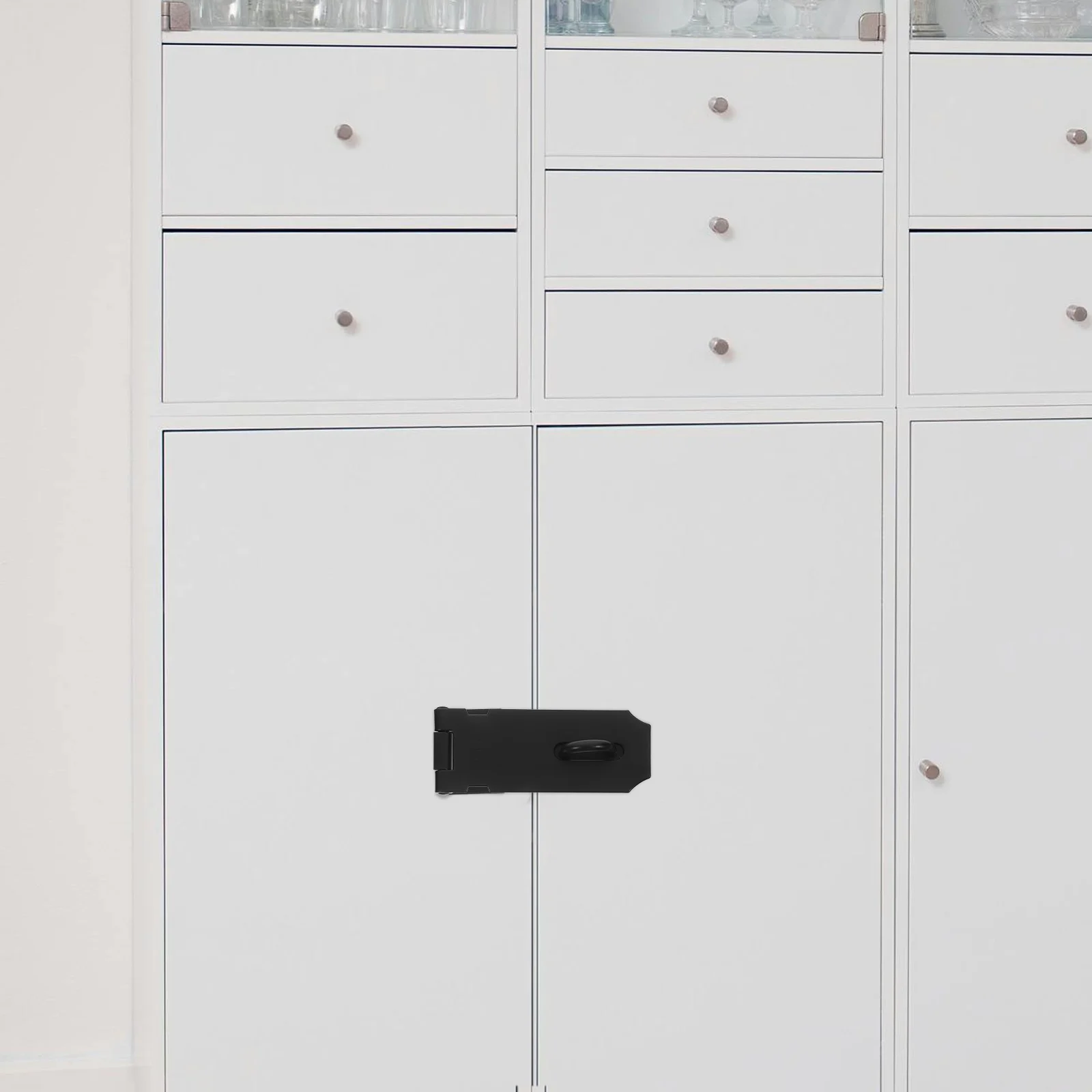 

Stainless Steel Door Lock Hasp Latch Heavy Duty Metal Cabinet Lock for Shed Garage Gate Door Latches Hardware Space Saving Black