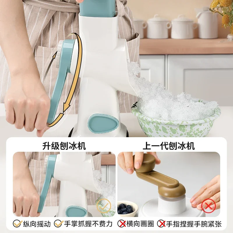 Hand Crank Ice Crusher Manual Shaved Ice Machine for Home Use Small Snow Cone Maker Slushy Machine