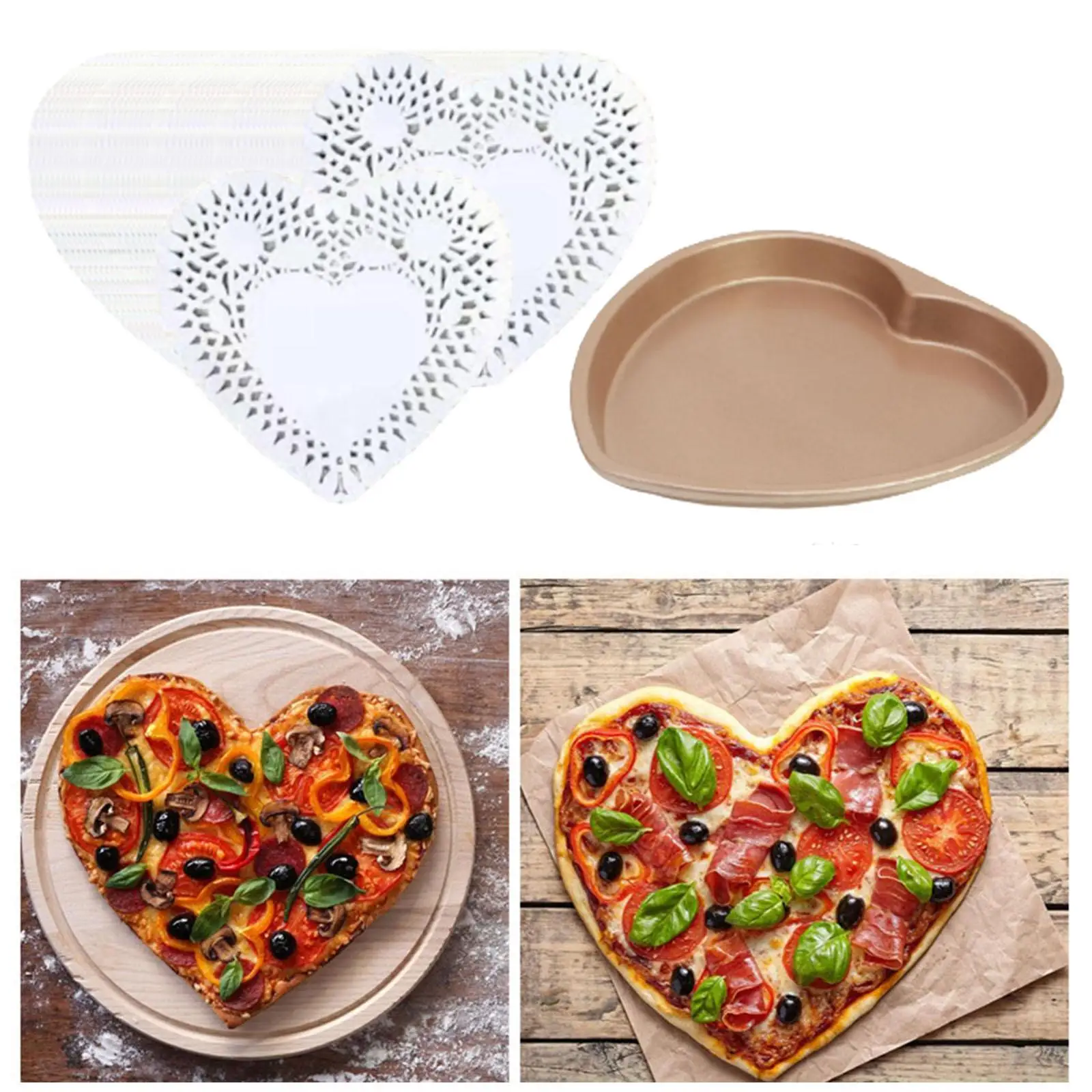 Heart Shaped Pizza Pan for Valentine Baking Carbon Steel Nonstick Coating Kitchen Pizza Tray Cheesecake Mold Gift