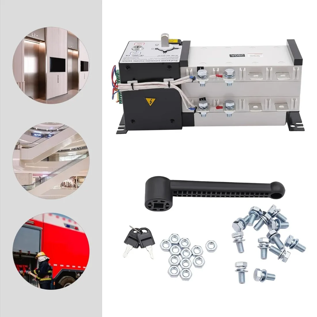 250A Dual Power Industrial Automatic Transfer Switch (ATS) - 4P Dual Power Switch for Generator/UPS Backup Systems (110V, 50Hz)