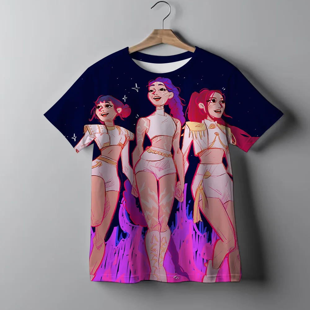 KPop شيطان الصيادين الاطفال تي شيرت 2025 الساخن فيلم القطن تي شيرت موضة الفتيات عادية المحملة القمم الفتيان تي شيرت ملابس الأطفال #3