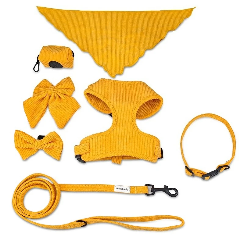 High-value corduroy dog chest back set anti-removal pet vest