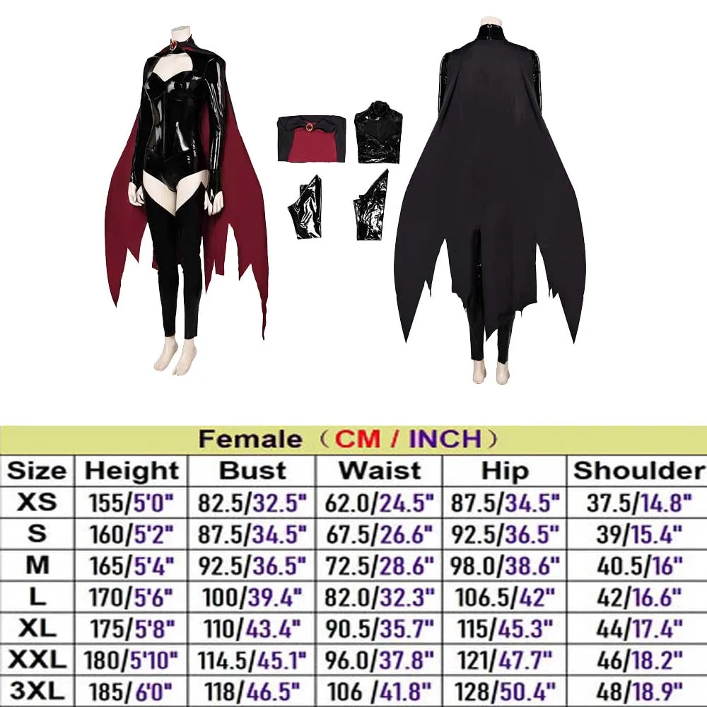 Female Madelyne Cosplay Jumpsuit Cloak Adult Women Latex Suit X 97 Villain Costume Outfit Halloween Carnival Party Clothes