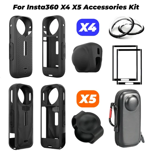 Para Insta360 X5 X4 cubierta protectora de lente de silicona suave tapa de lente de cámara panorámica Protector de pantalla para Insta 360 X4 X5 Accesorios