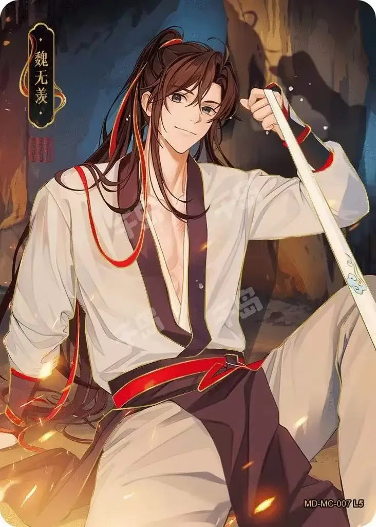 Kayou genuíno o fundador do diabolismo cartão qm cp mc wei wuxian conjunto completo anime coleção cartão brinquedos das crianças presentes de natal