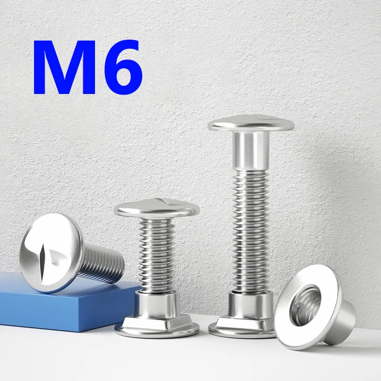 20~50Pcs Stainless Steel M6 Truss Round Head Square Neck Carriage Screw Anti-theft Coach Bolt for Outdoor Wood Structures, Decks