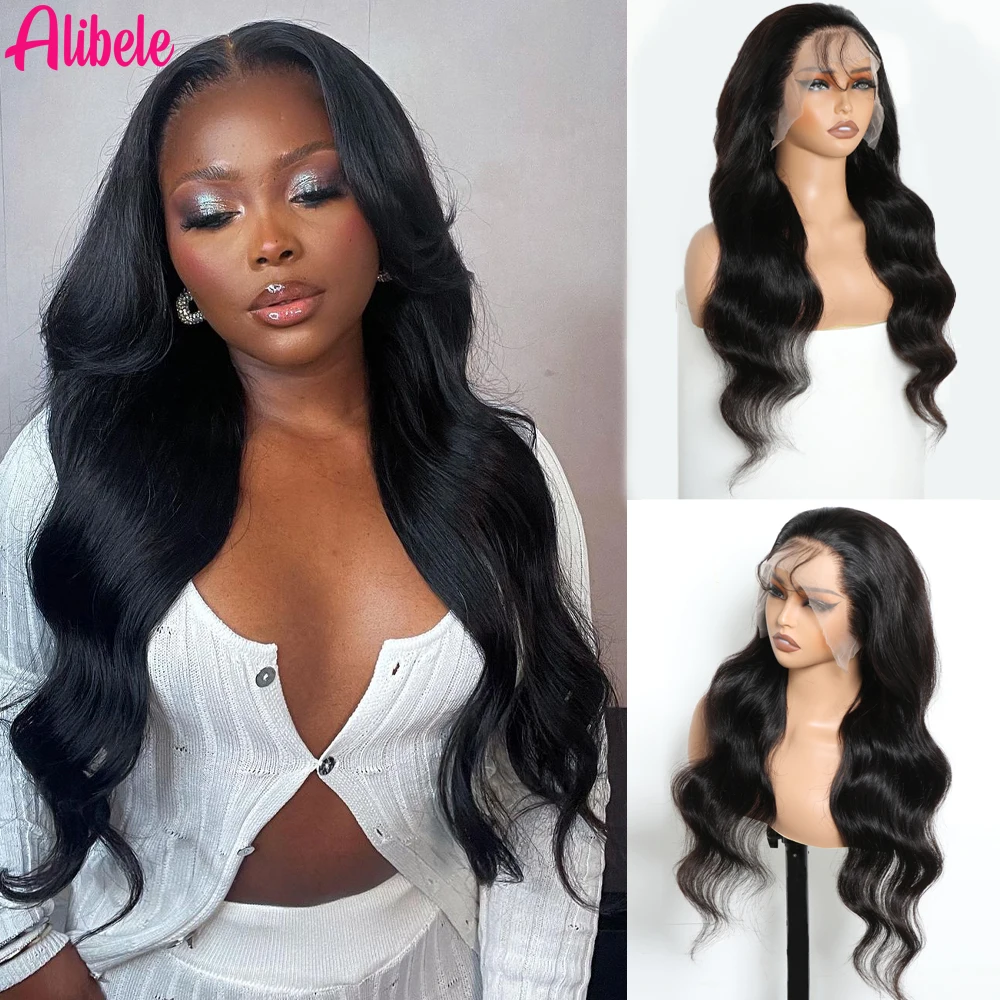 

Lace Frontal Wig Human Hair Wigs Body Wave Transparent Lace Frontal Wig Pre Plucked Natural Black 12A Hair For Black Women