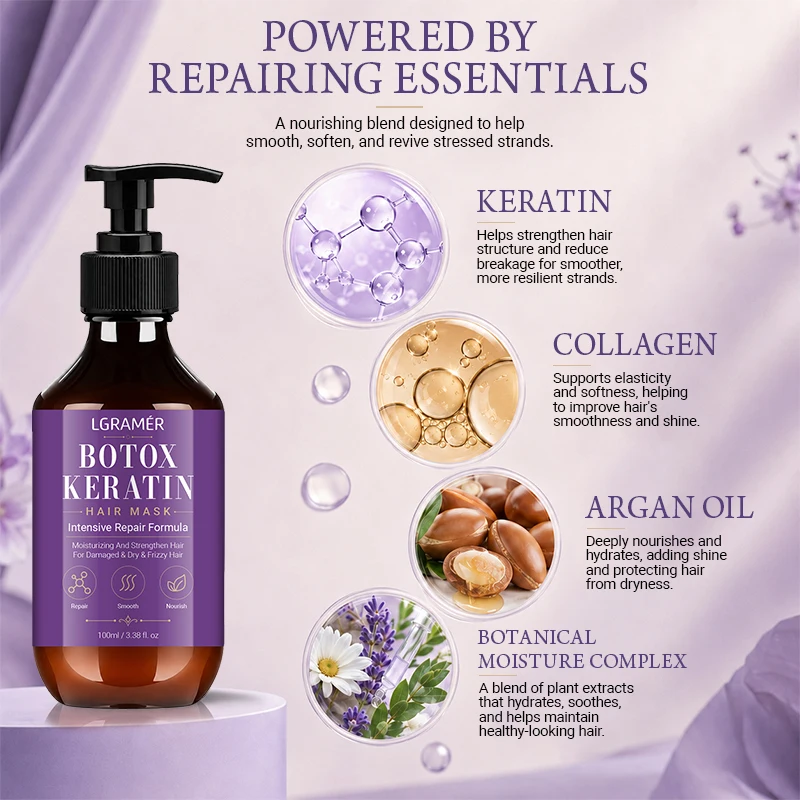 Botox Keratin Rescue Hair Mask,Moisturizes and Strengthens Damaged Dry Frizz Hair,Reduces Frizz,Split Ends and Tangles Hair Care