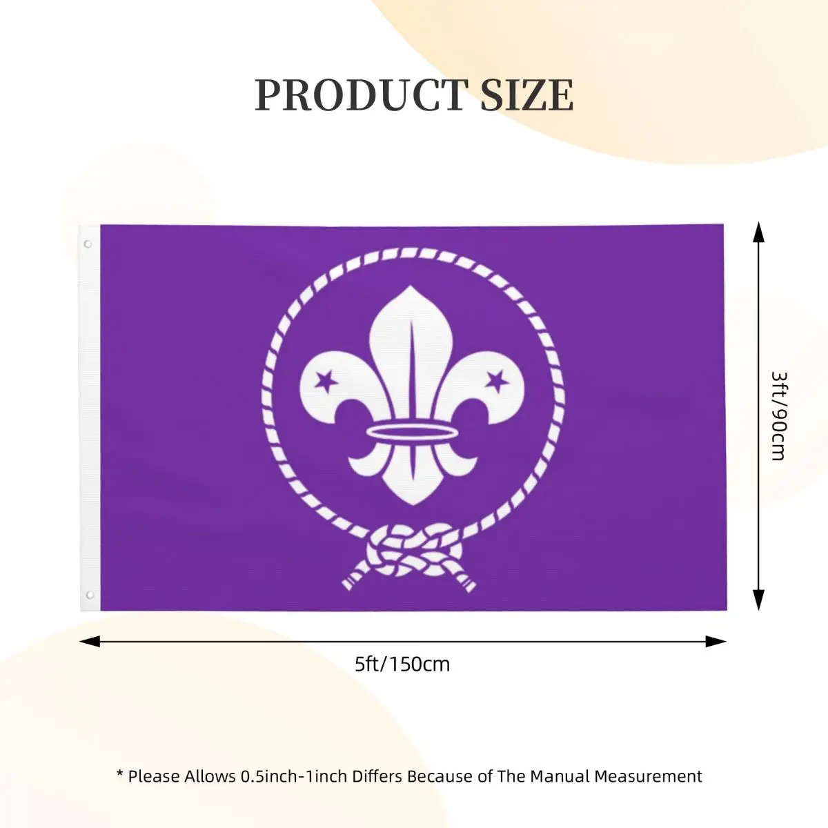 Scout Movement Purple Choice Of Sizes Flag Decor 3x5FTModern With Metal Grommets Fade Resistant Flowy