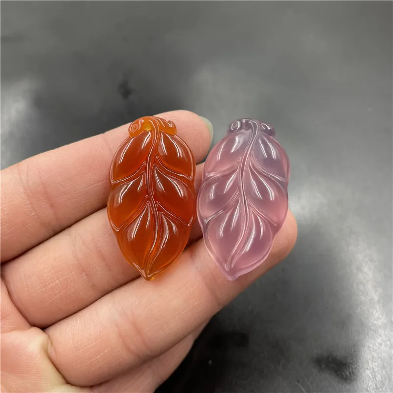 Cheap Jade New Purple Chalcedony Leaf Pendant Red Agate Descendants of the Rich Pendant Jade pendant