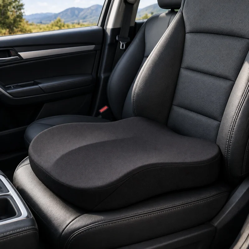 Comfort-Enhancing Car Seat Booster Pad with Breathable Fabric, Portable Anti-Fatigue Support Cushion for Improved Seating Height