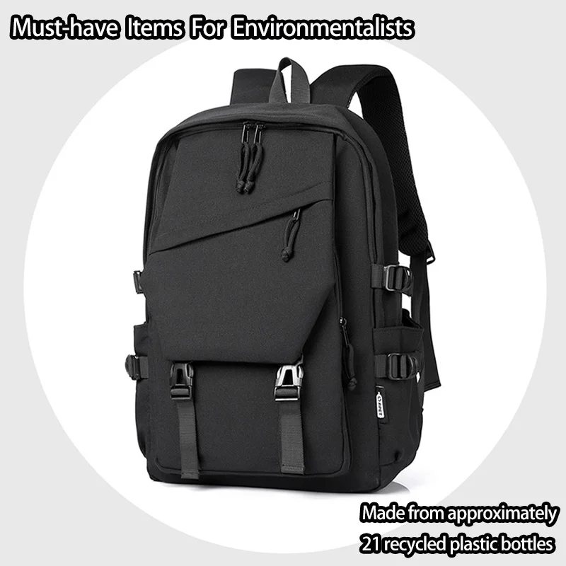 حقيبة ظهر كاجوال للجنسين من القماش الصديق للبيئة، سعة كبيرة، حقيبة ظهر أكسفورد متينة وخفيفة الوزن للطلاب #1