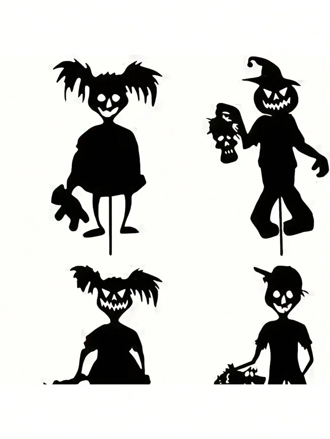 1pc，Halloween and Easter Decorations: 1pc Metal Wrought Iron Ghost Zombie Boy Girls Kids Garden Stake