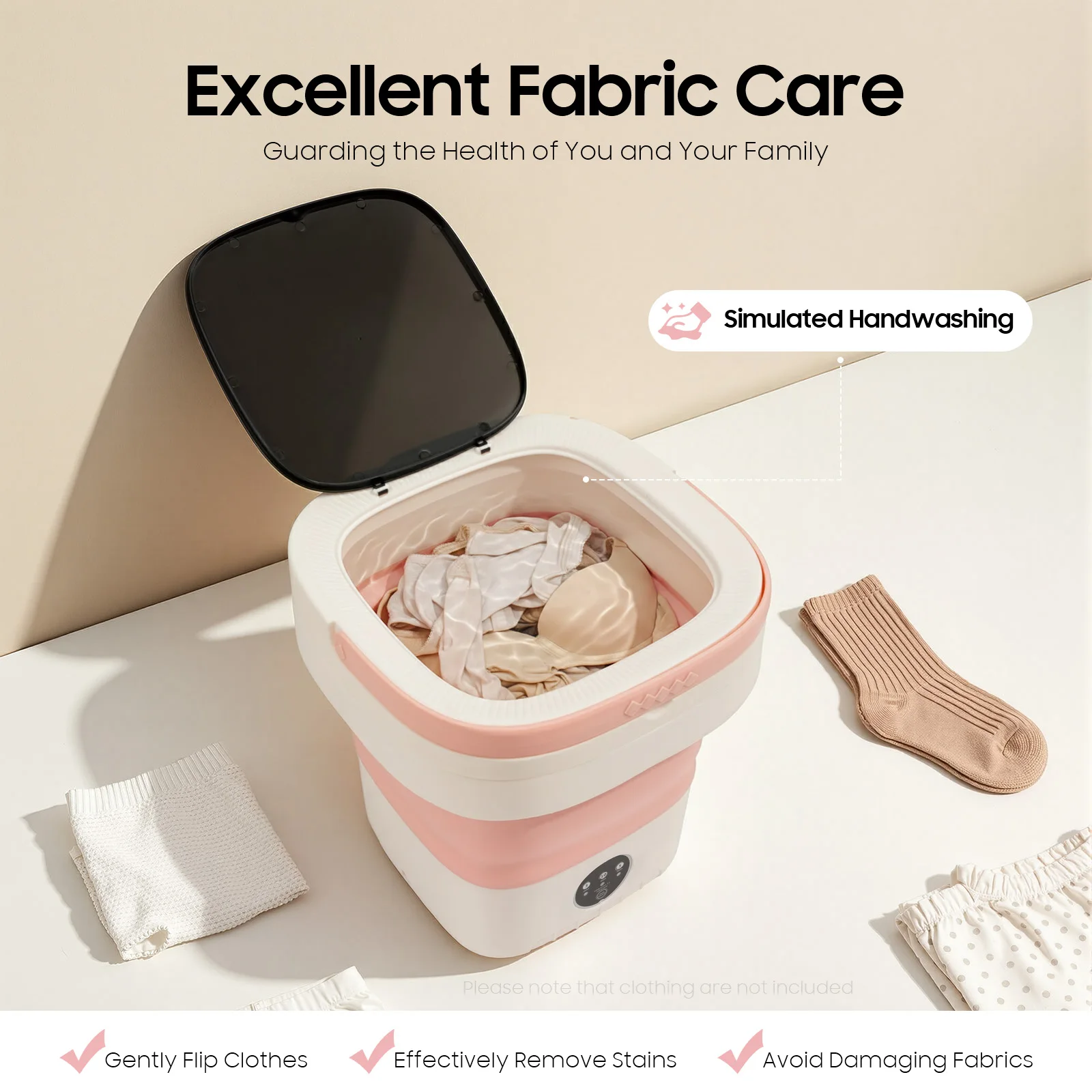 12L Mini-Waschmaschine, 36W faltbare Mini-Waschmaschine mit 3 Reinigungsmodi zum Reinigen von Babykleidung, Unterwäsche, Socken