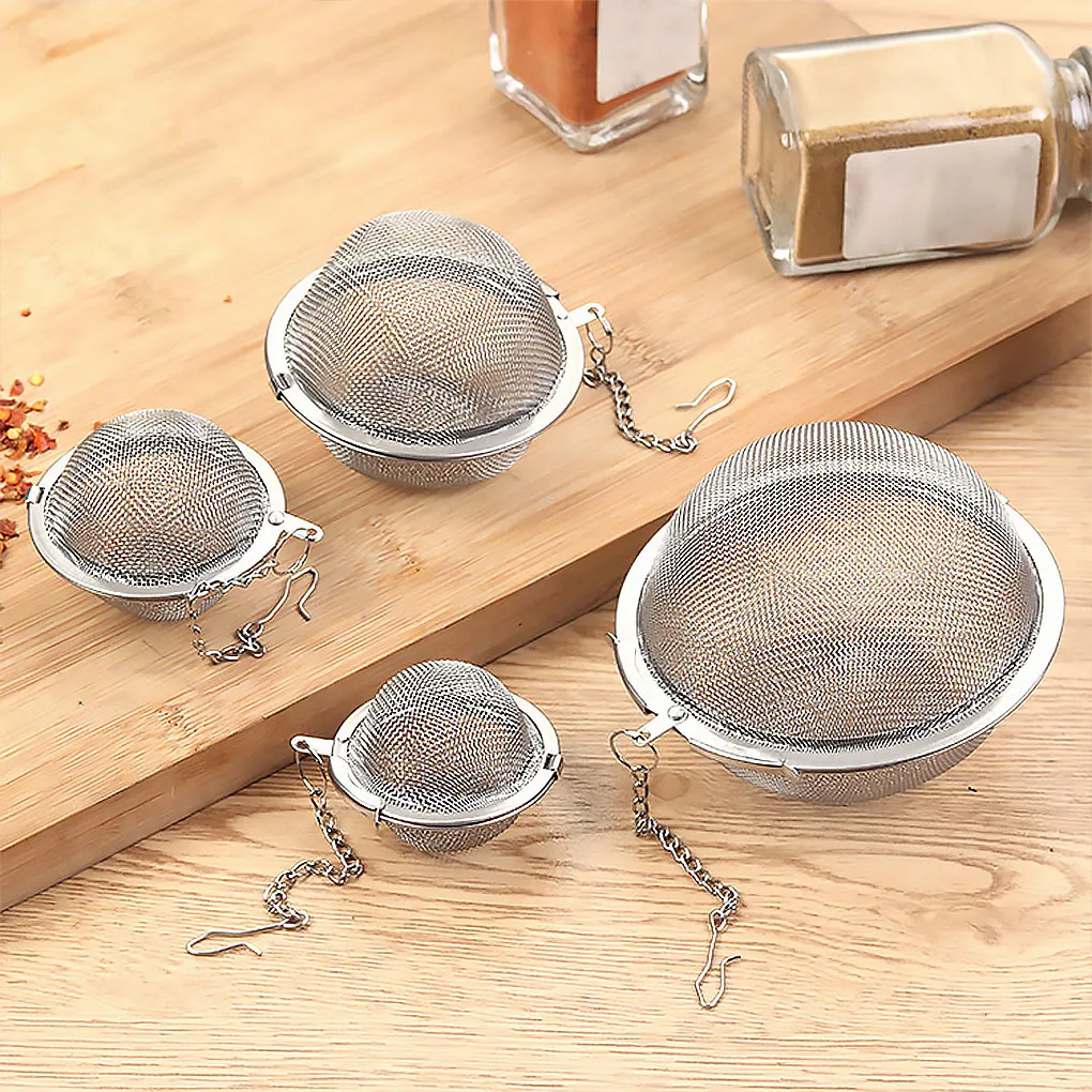 Stainless Steel Mesh Tea Ball with Chain Tea Infuser Strainers Interval Diffuser for Drain Rinse Coffee Rice  S