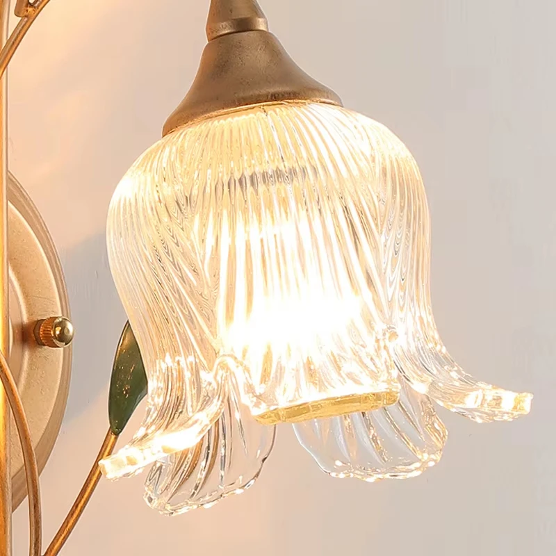 Contemporary Wall lamp French Pastoral LED Creative Flower Living Room Bedroom Corridor Home Decor Sconces Lights