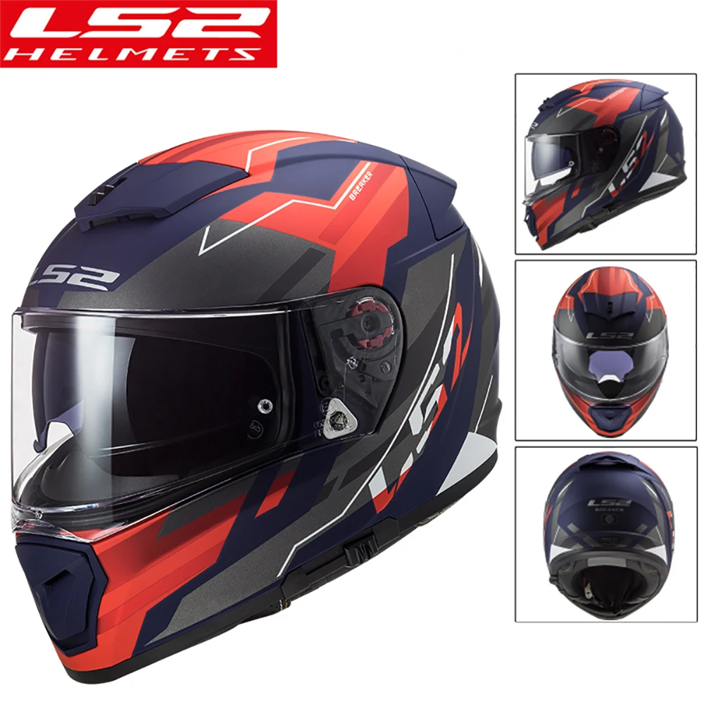 LS2 Original Motorcycle Helmet LS2 FF390 Breaker Full Face Helmet Capacete Cascos Para Moto with Fog-Free Motorcycle Accessories