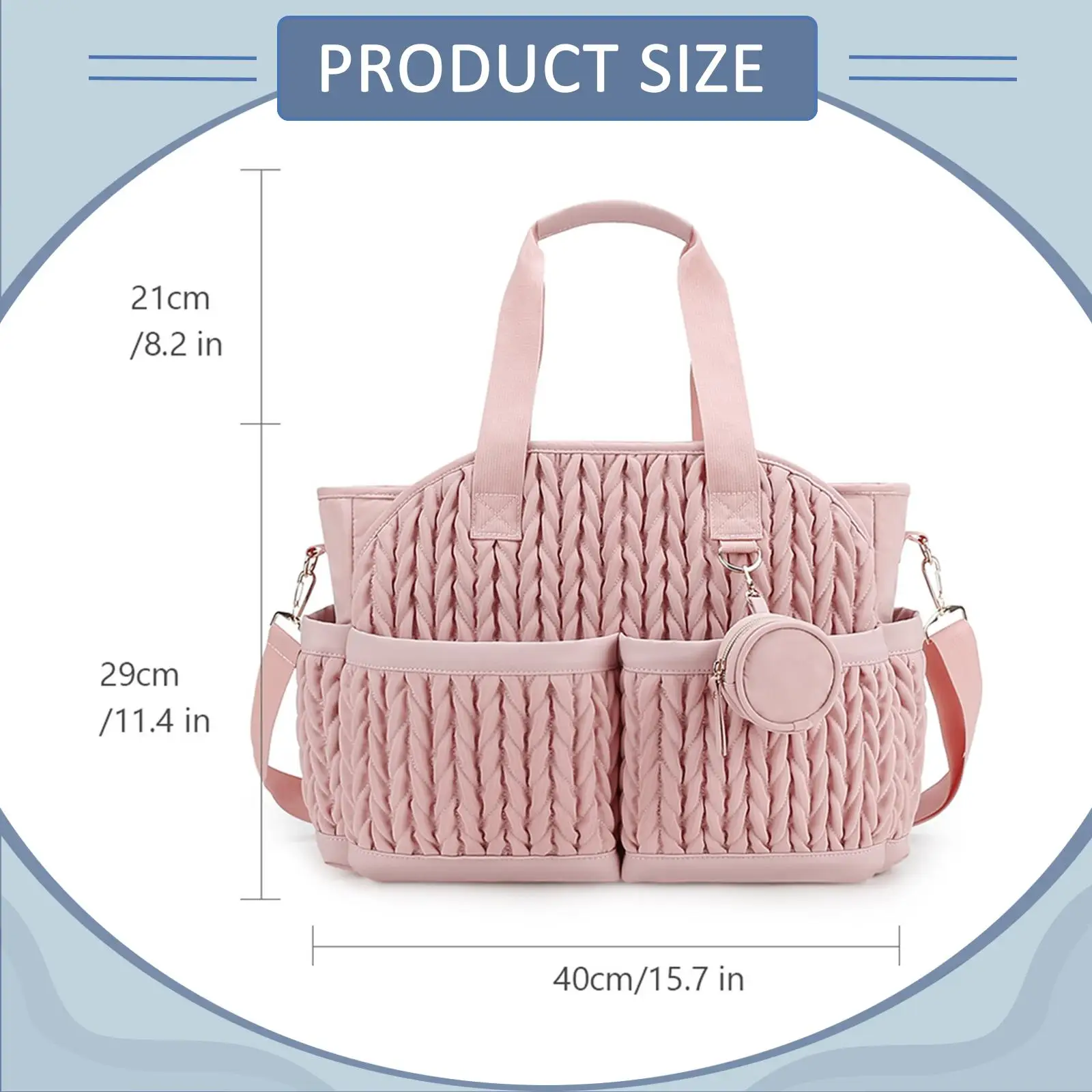 

Baby Changing Bag Versatile Mom Gift Adjustable Strap Diaper Bag Tote Handbag Baby Essentials Storage Bag for Outdoor Shopping
