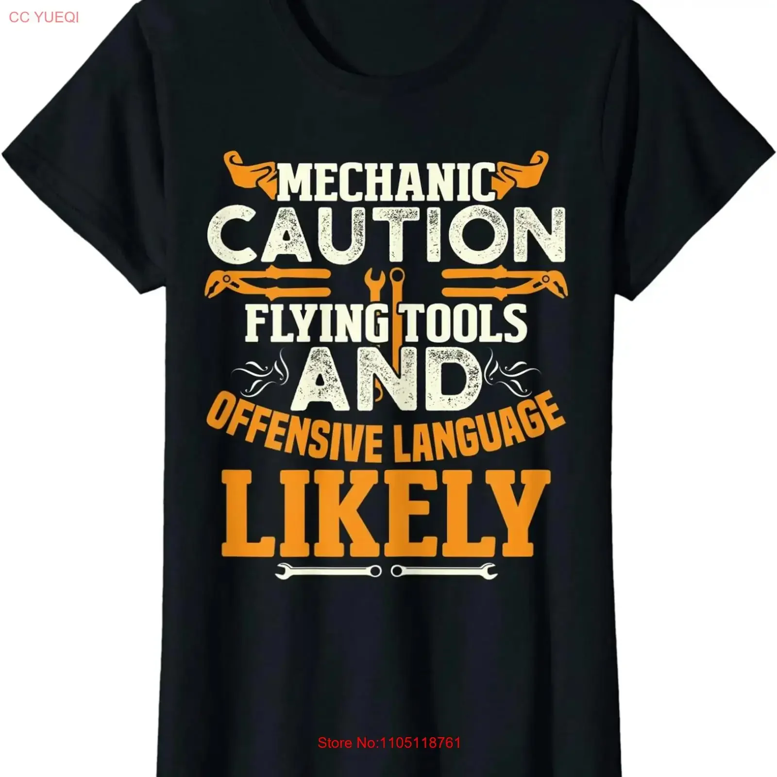 Mechanic Caution Message Funny Auto Ladies' Crewneck T Shirt long or short sleeves vintage Washed Comfortable fashion homme
