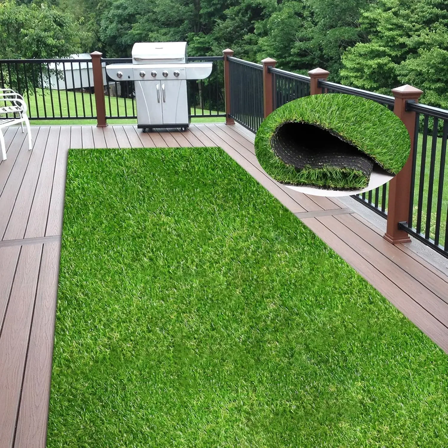 

Artificial Grass 4 ft x 18 ft, 0.8 inch Fake Grass Mat, 4 Tones Synthetic Turf Rug, Indoor Outdoor turf grass for Dogs Pets