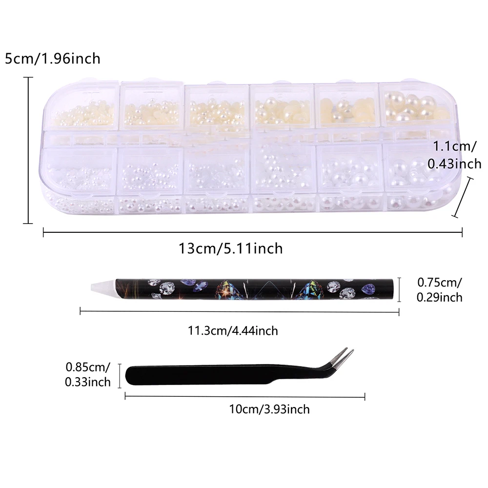 مجموعة فنية أظافر لؤلؤية صغيرة - أحجار الراين، ترصيع، سحر لتصميم الأظافر بنفسك، مجموعة إكسسوارات تزيين الأظافر
