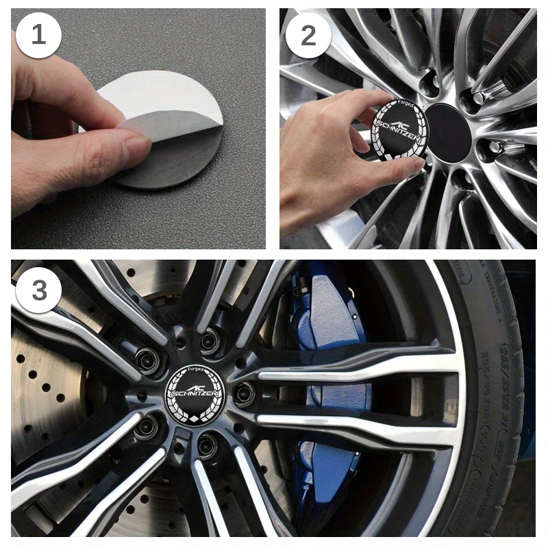 4Pcs 56MM For AC SCHNITZER Logo Badge Car Wheel Center Hub Caps Badge Sticker Decals For M3 M5 E34 60 E46 E39 X3 X5 Accessories view 4
