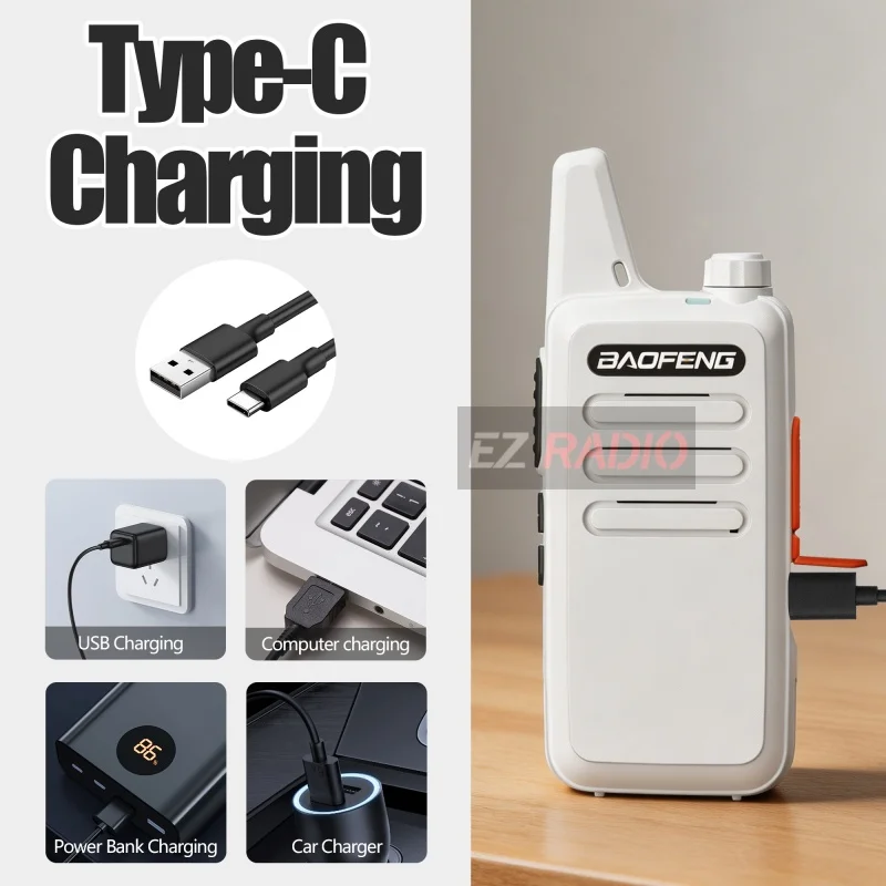 2PCS Mini Walkie Talkie Baofeng BF-T20D Portable Two Way Radios Charging USB VOX for Outdoor Camping Hotel Communicator Hunting