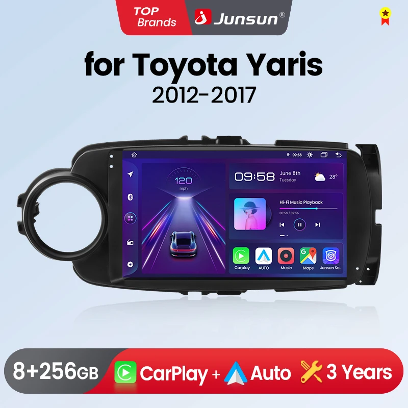Junsun-Autoradio sans fil pour Toyota Yadditif, CarPlay Android, Auto, 2012, 2013, 20014, 2015-2017, Limitation GPS, 2 Din