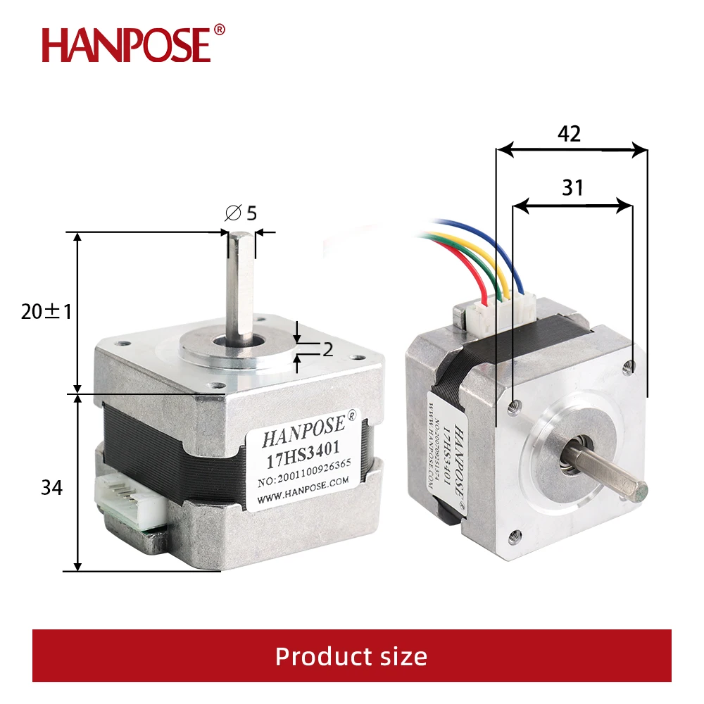 Nema 17 Stepper Motor 1pcs 17HS3401-D 1.3A 28N.cm  4-lead  42 Series motor 42BYGH  For 3D Printer Monitor Equipment