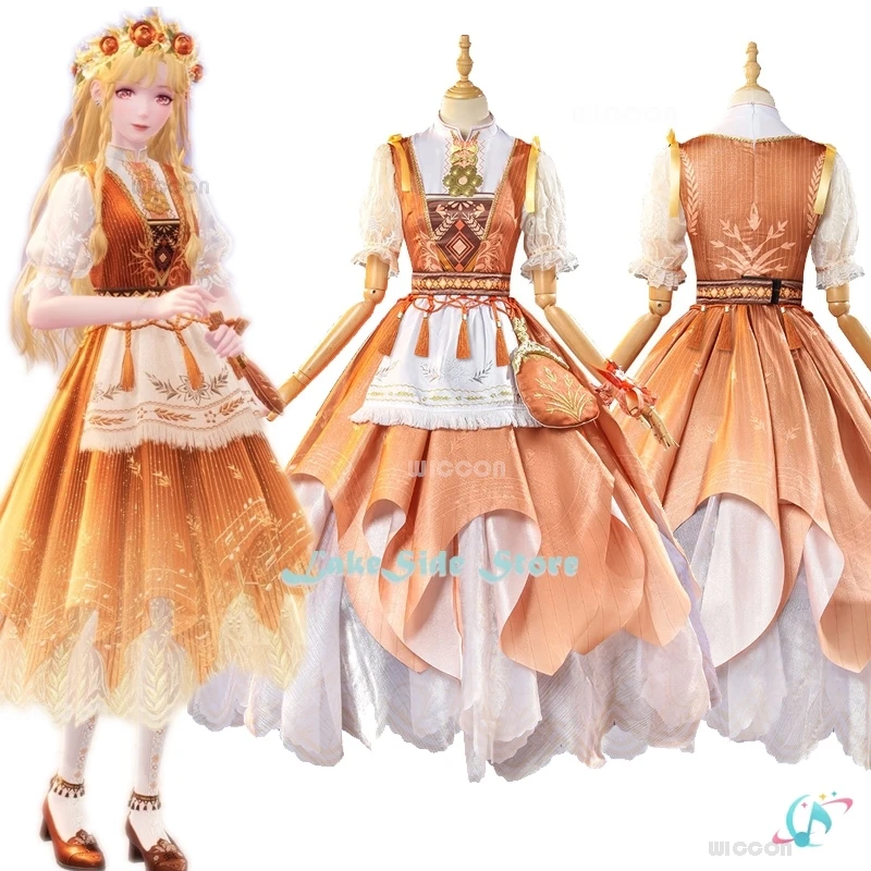 Infinity Nikki Cosplay Dress Outfit Hometown Breeze Costume Wig Lolita Clothes Orange Set Kawaii Girls Gown Halloween Party