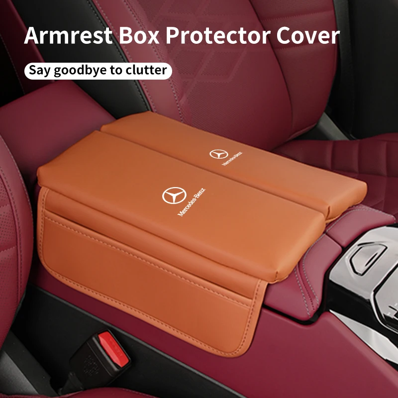 Car Dual Armrest Cover Central Box Mat Storage Protection Pad For Mercedes Benz AMG A C E S Class W201 W210 W108 W204 W205 W203