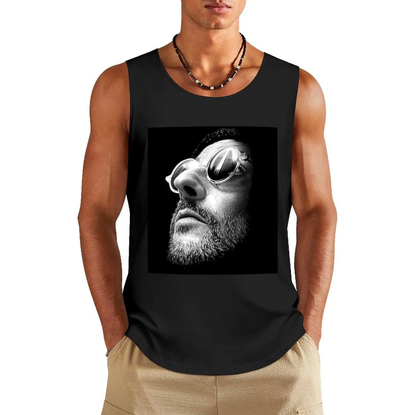 

Léon the Professional - Yellow Black Artwork Tank Top t-shirts for Men's gym Top summer Men's sleeveless