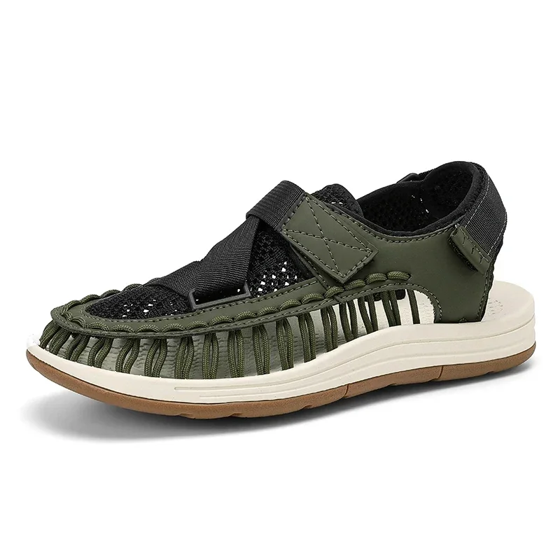Beach Sandals Breathable Casual Flat Sandals Outdoor Couples Size 46 Summer Men Sandals Women Slippers Weaving Design
