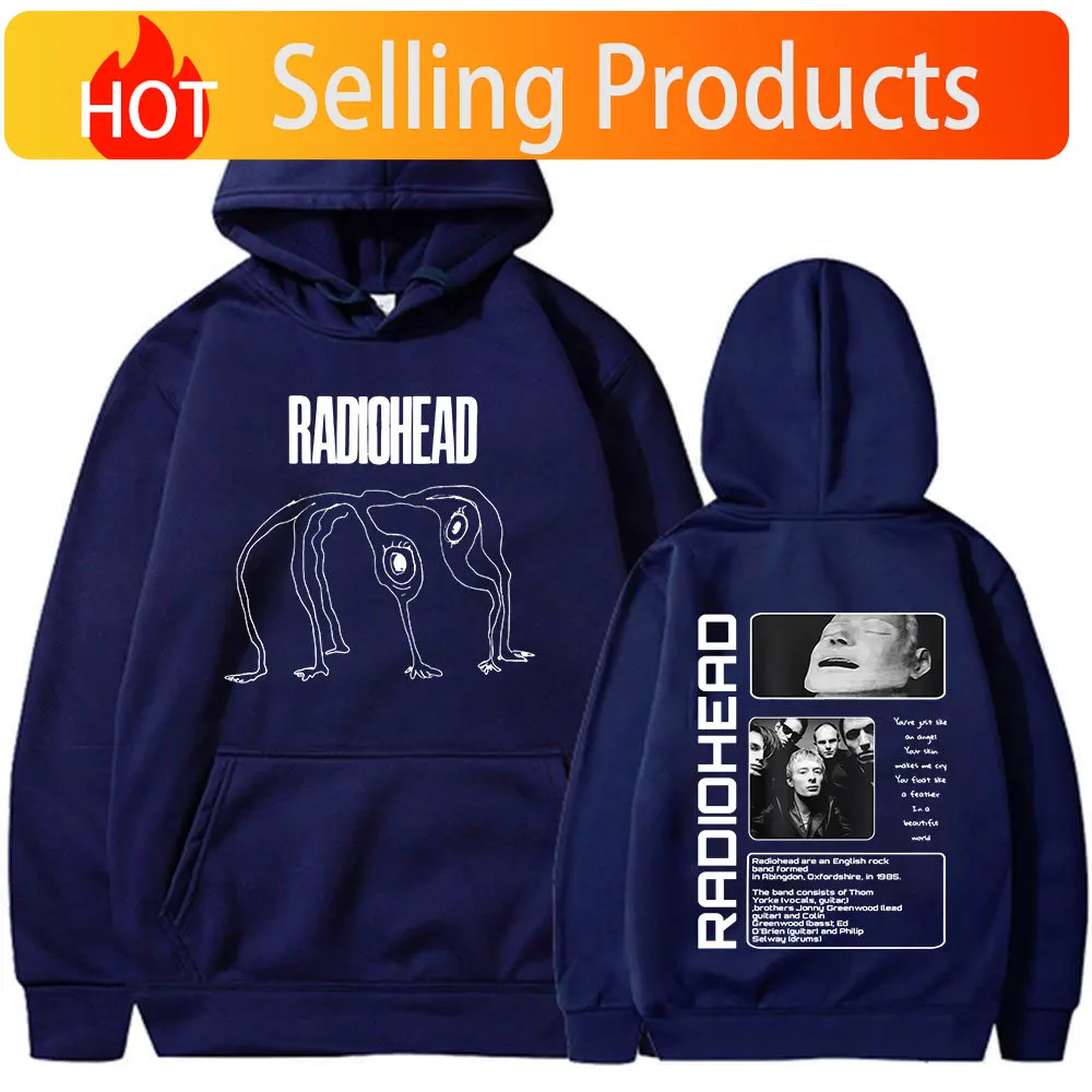 Sudadera con Capucha de la Banda de Rock Radiohead The Bends, Sudadera con Capucha Vintage de Moda Hip Hop para Hombre, Sudadera Informal de Felpa Oversize, Ropa Urbana