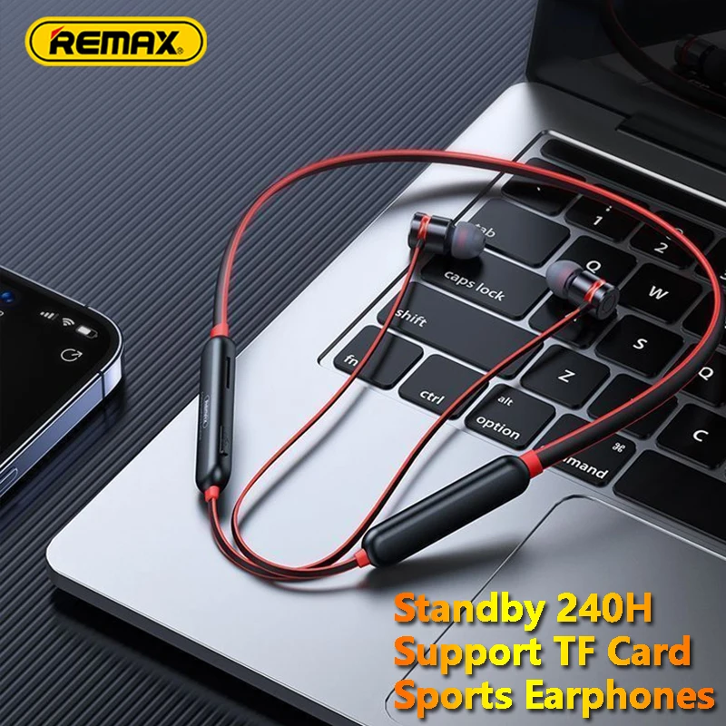 Спортивные магнитные наушники Remax Neck, Hi-Fi стереонаушники TWS, беспроводные наушники 5,0, Bluetooth, совместимые с SD TF картой и Ti динамиком