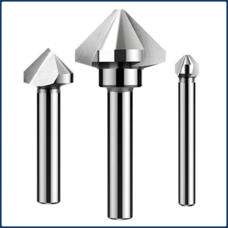 1 STKS 6.3mm-50mm 3 Fluit/1 Fluit Verzinkboor Boor Ronde Handvat 60 Graden/90 Graden HSS Hout Staal Afschuining Cutter Tool
