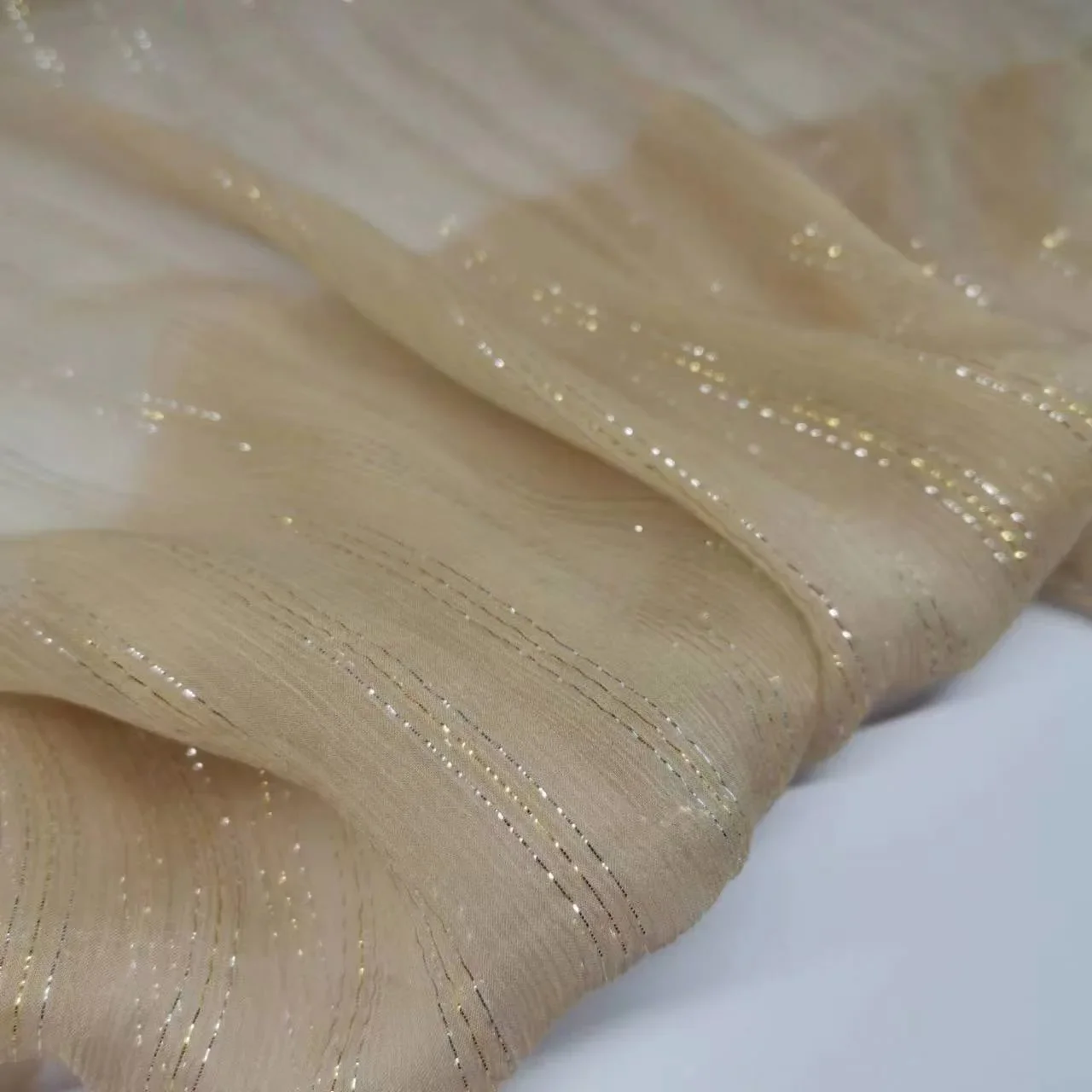 Solid Metallic Georgette Silk Crepe Shimmer Jacquard Shiny Silk Fabric For Toub Dress Scarf