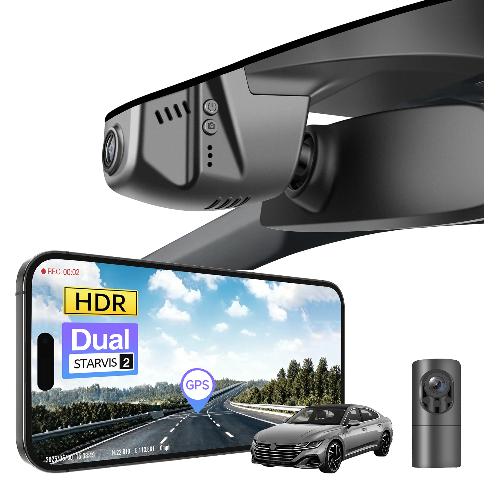 Mangoal STARVIS 2 Sensor 4K HDR Dash Cam For VW Arteon Dash Car Camera 2018-2024 GPS WiFi & APP 5GHz DashCam