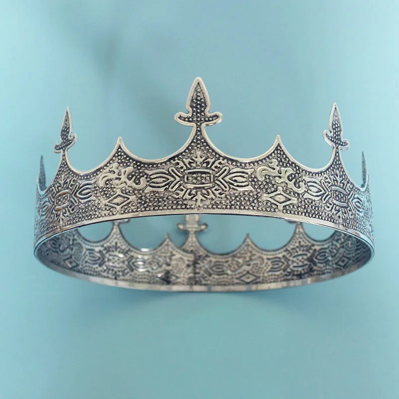 خمر تاج الشعر المستديرة التيجان الصليب الملكة تيارا باندانا إكسسوارات الشعر للنساء رجل زي تأثيري الشعر مجوهرات #3