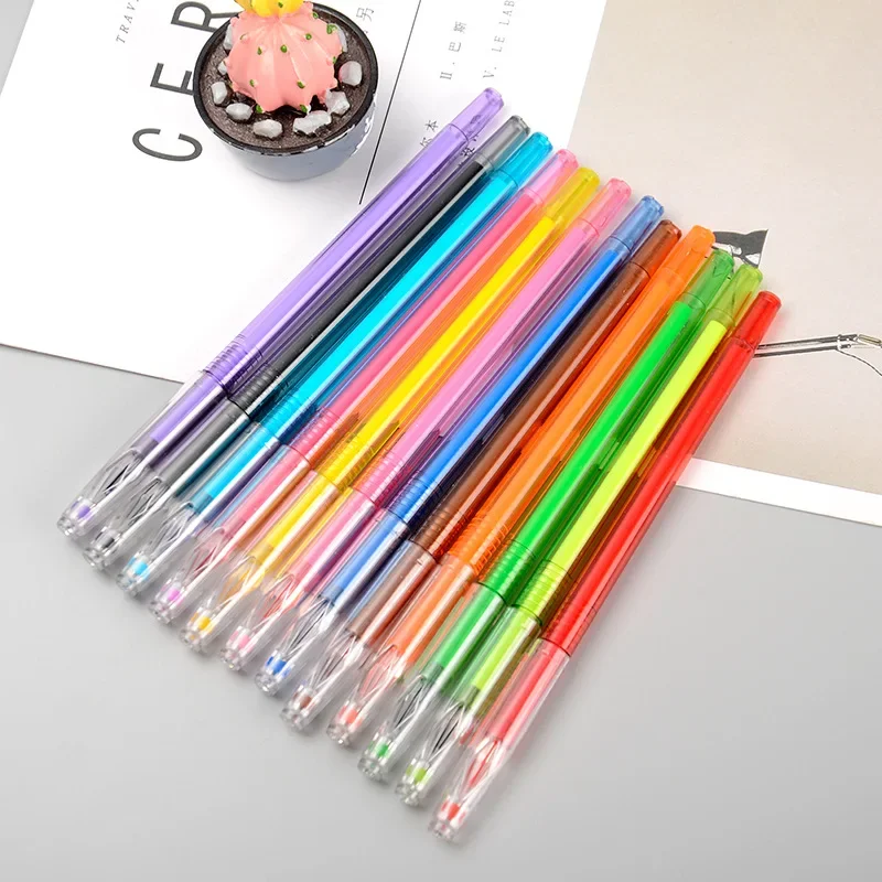 24PCS  Wholesale diamond pen head color neutral pen series fresh 12 color fountain pen student stationery office supplies