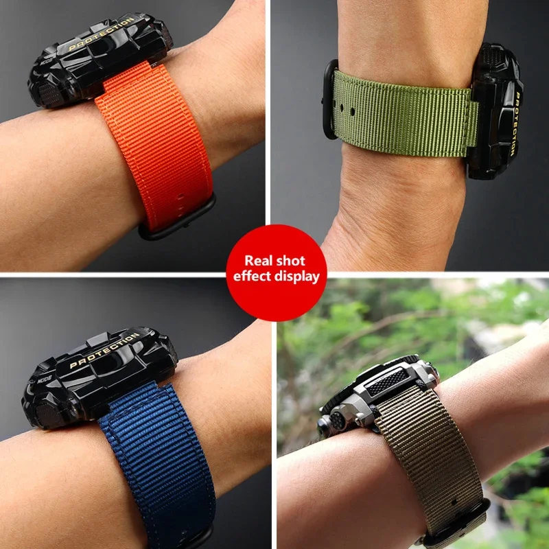 Nylon Strap for GA-110/100/120 GBA-800 GMA-B800 GA800 Canvas Watch Accessories for DW-5600/5035/5610 Breathable Men\'s Strap Band