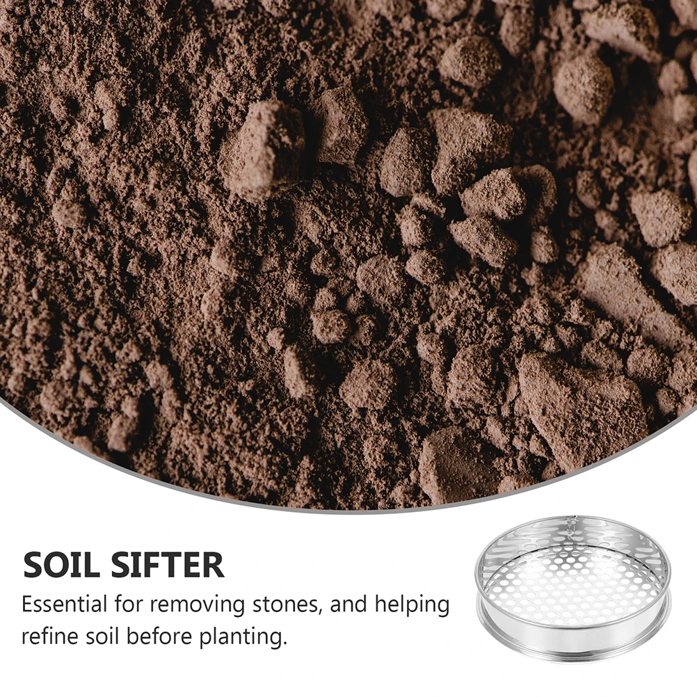 

2Pcs Round Hole Sieve Soil Strainer Planting Filter Sifter Pan Screen Mesh Garden Tool Stainless Steel Rocks Sifter