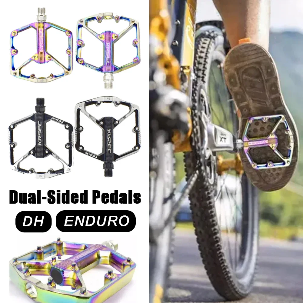

Pair of Colored Black Mountain Bike Pedals - Dual-Sided Bicycle Footrests for Cycling And Commuting