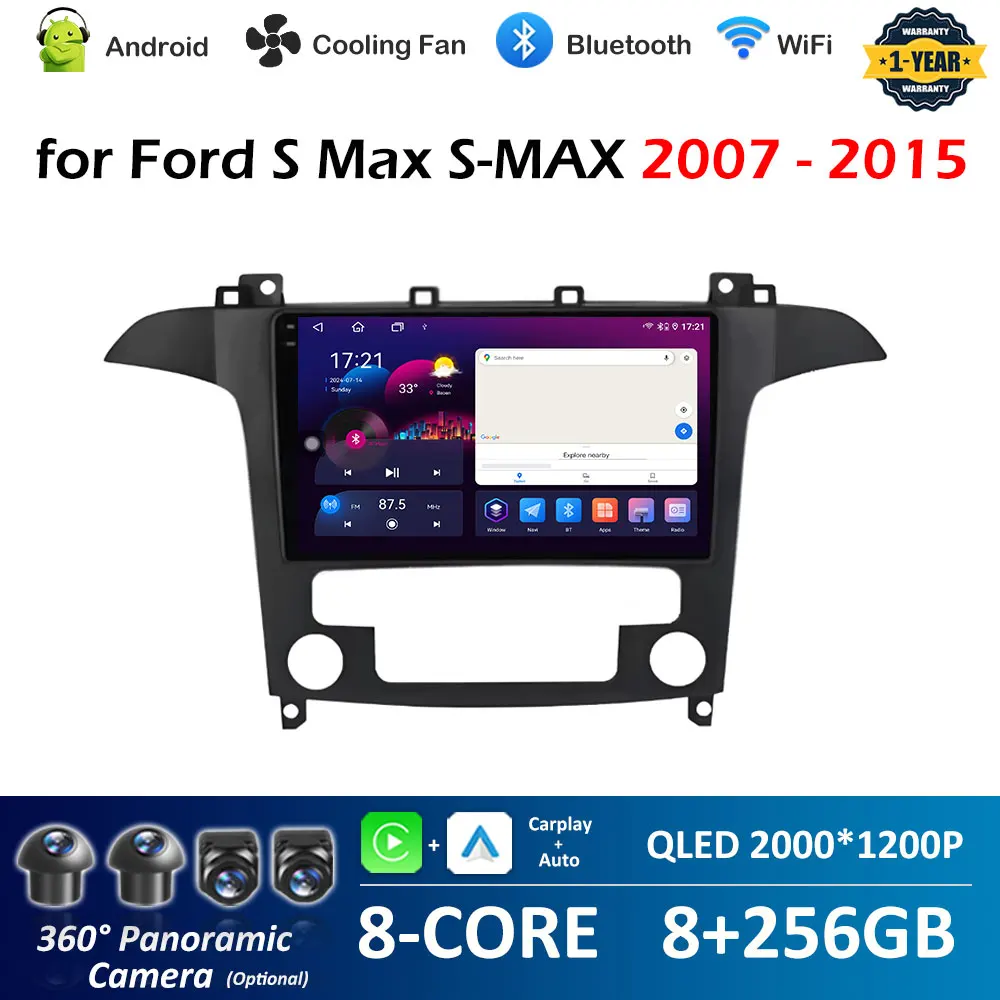 Android OS DSP Stereo for Ford S Max S-MAX 2007 2008 2009 2010 - 2015 Wireless Carplay Cooling fan DSP Stereo Autoradio No 2 din