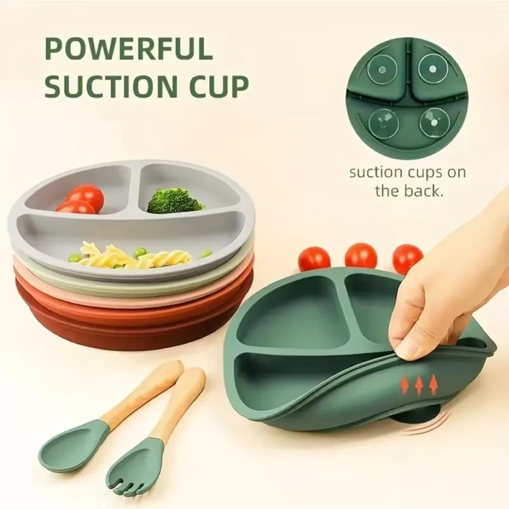 Silicone Material Sucker Plate Suction Design BPA Free Children Dishes Feeding Bowls Training Tableware Feeding Bowls