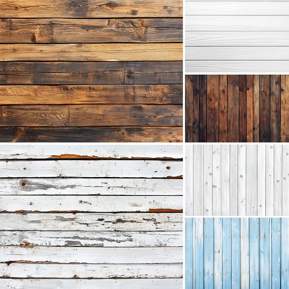 

Wood Backdrops For Baby Shower Adult Portrait Photography Wooden Board Texture Backgrounds White Brown Wood Poster Photo Studio