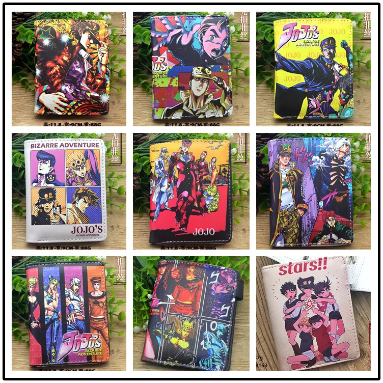 JoJos Jonathan Joestar Jonathan Kujo Jotaro Guido Mista Narancia Ghirga Trish Una Carteira curta dobrável com fecho de pressão