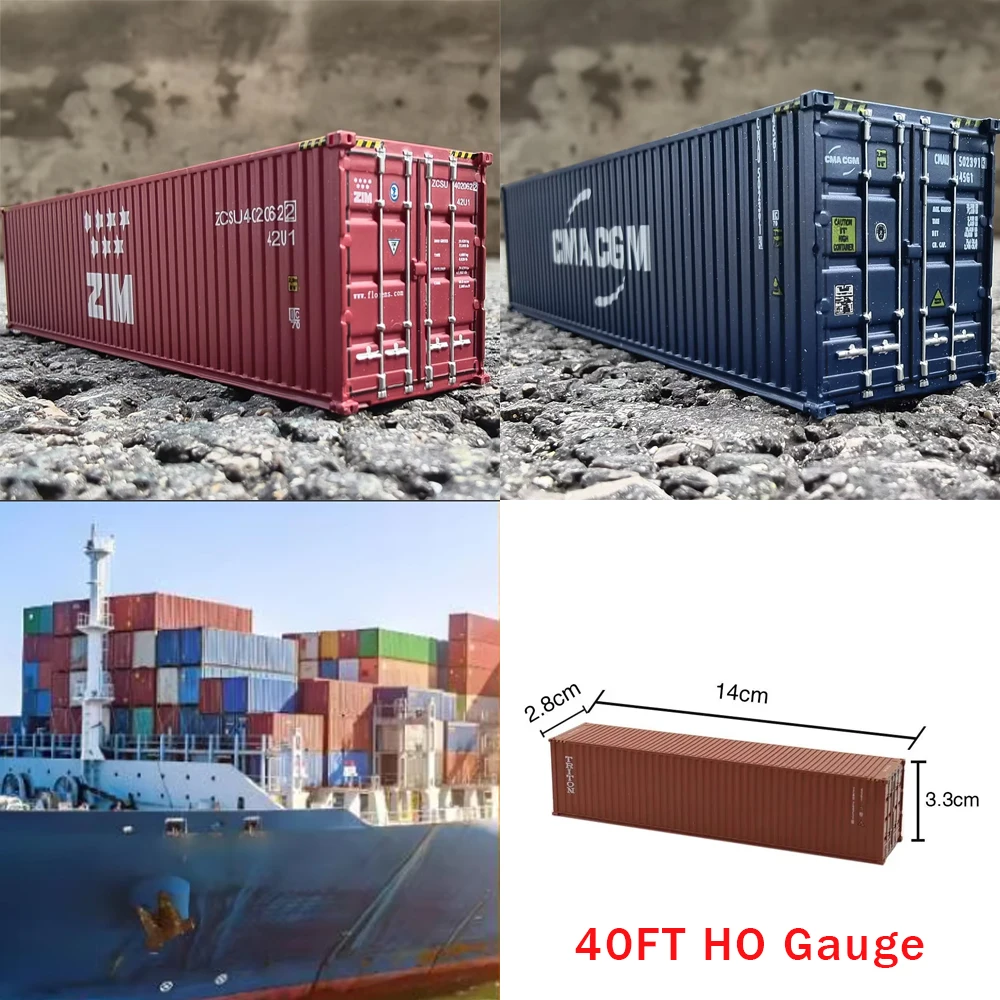 Conteneurs d'expédition miniatures de jauge Ho de 40 pieds, modèle de véhicules de Train en plastique ABS pour Kits de paysage/Diorama/Transport 1:87
