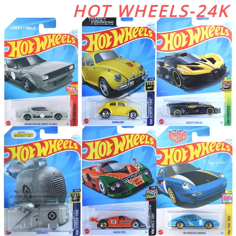 24K Original Hot Wheels coche de juguete para niño 1/64 Diecast Lamborghini Sesto Elemento Porsche 911 Bumblebee Bugatti Bolide Mazda 787B