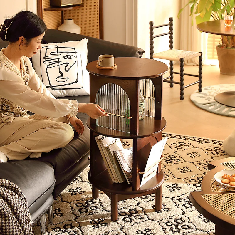 Meja putar bergaya retro Amerika dari kayu walnut, beberapa furnitur bergaya medieval, penyimpanan sofa ruang tamu, lemari teh, nakas